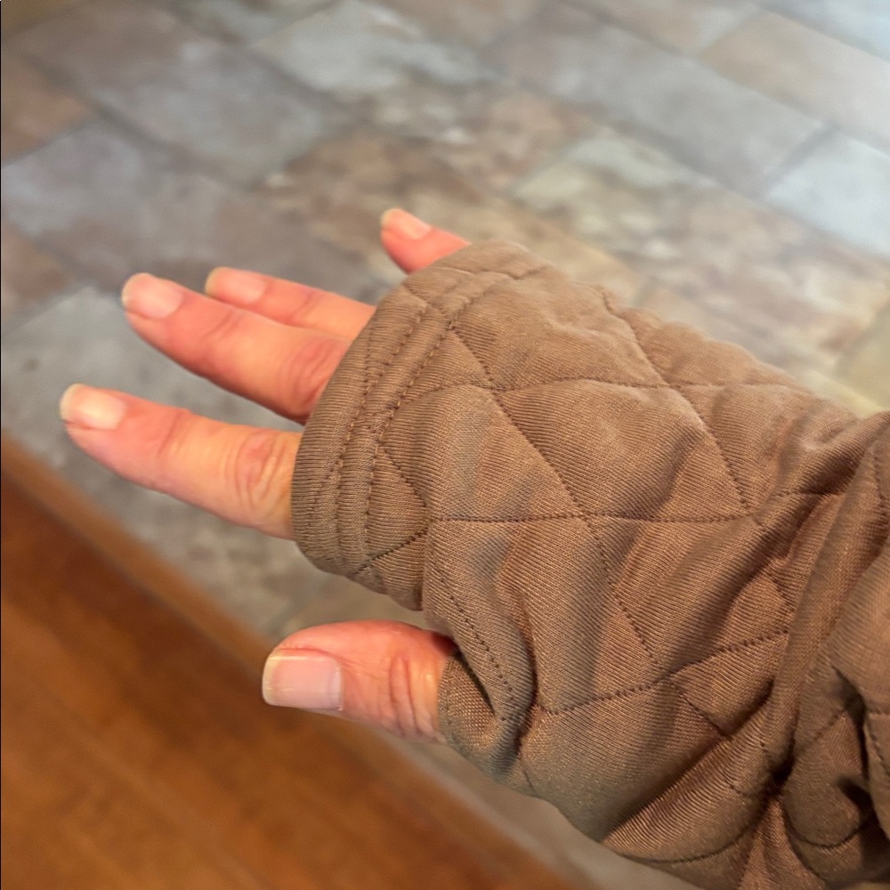 RBX Quilted Tan/Brown Zip-Front Puffer Jacket - Picture 4 of 5